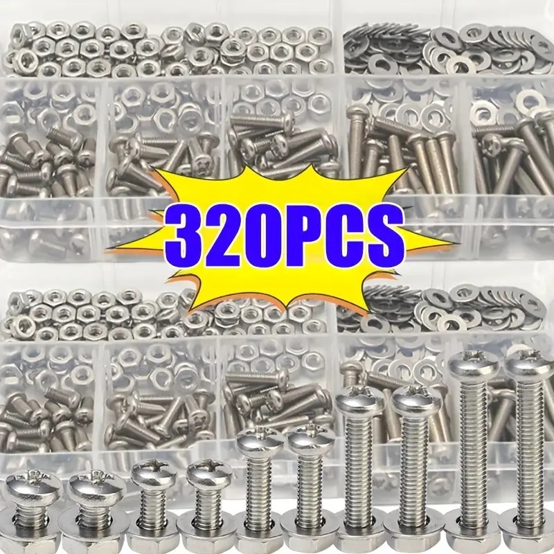 Furniture Hardware Repair - Zestaw nakrętek i śrub sześciokątnych 320