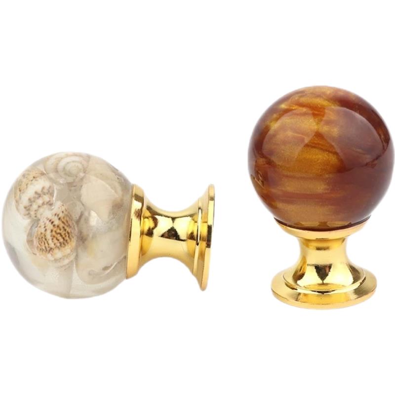 Drawer Pull Gold - Gałki do szafek z bursztynową skorupą