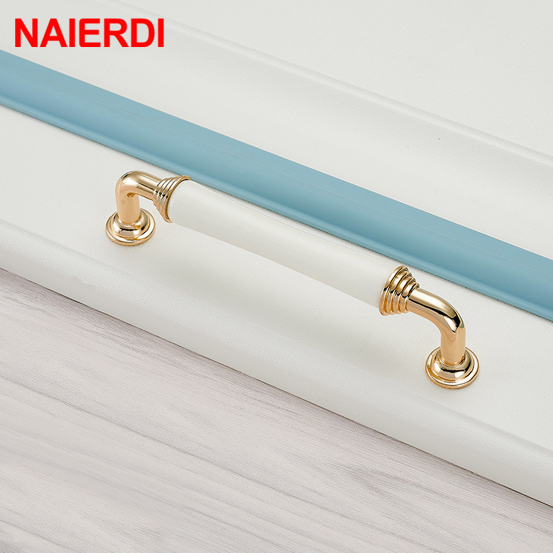 NAIERDI złoty biały ceramiczne – Drawer Pull Gold recenzja i cena